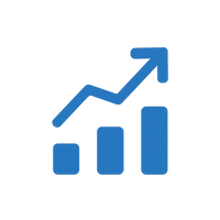 Icono azul de gráfico ascendente, representa servicios de contabilidad empresarial Icono azul de gráfico ascendente, representa servicios de contabilidad empresarial