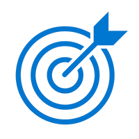 Icono azul de una diana con flecha, representa asesoría laboral