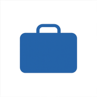 Icono azul de maletín, representa servicios de asesoría fiscal y tributaria Icono azul de maletín, representa servicios de asesoría fiscal y tributaria